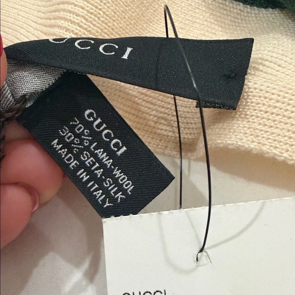 Gucci Cream Scarf with Green & Red Web Stripes